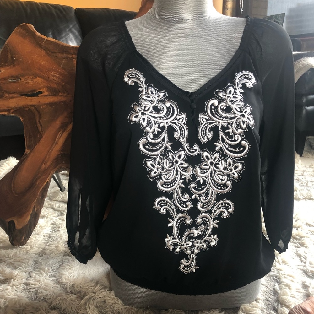 White House Black Market Sheer Blouse